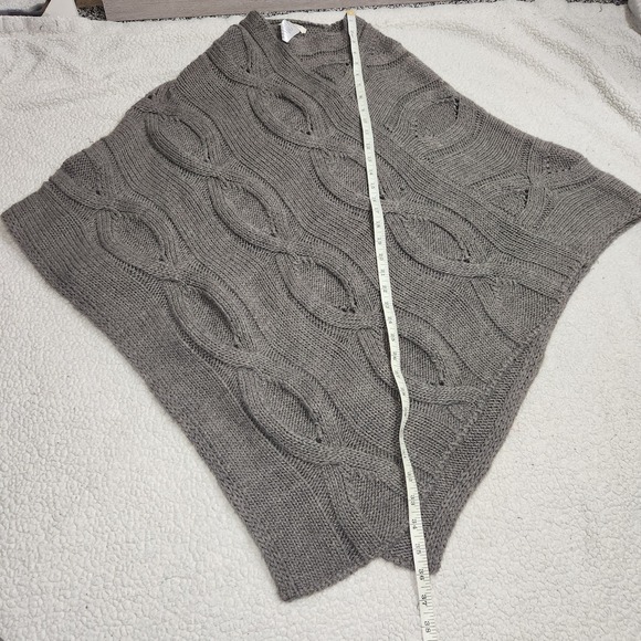 Cocogio Italy Poncho Chunky Sweater Cable Knit Wool Alpaca Blend Gray One Size - Picture 2 of 8